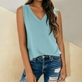 thumbnail image 2 of Women's Sleeveless V-Neck Tank Top - 2025 Summer Loose Fit Flowy Casual Vest | Yubnlvae | Women's Sleeveless T Shirt Print Vest 2025 Loose Casual V Neck Shirt (Light blue | S), 2 of 5