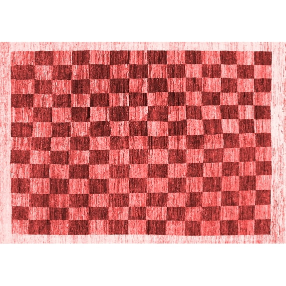 Ahgly Company Indoor Rectangle Checkered Red Modern Area Rugs, 2' x 5'