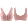 thumbnail image 4 of Women's Lace Front Fastening Bra Ladies Wirefree Padded Comfort Stretch Bra  Pink46BC, 4 of 6