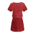 thumbnail image 5 of Homenesgenics Dresses for Women Womens Dresses Summer Women's Fashion Solid Color Short Sleeve-Neck Mid-Calf Dress Red M, 5 of 5