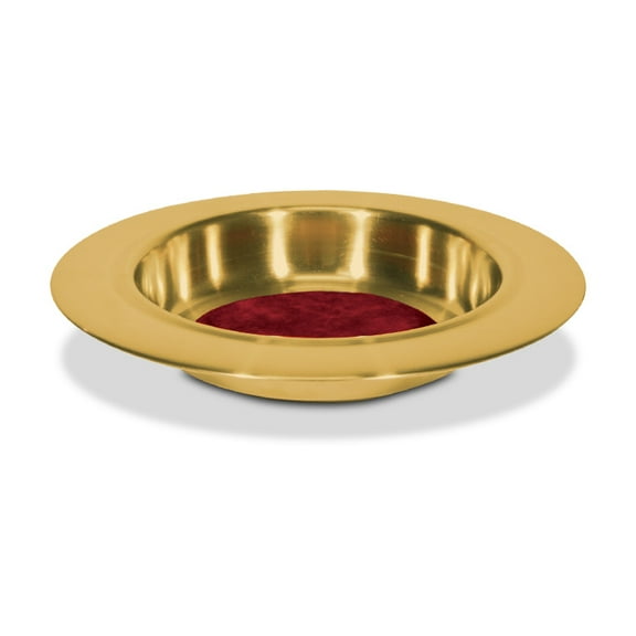 Brasstone Offering Plate with Red Felt Center - 12 Inches