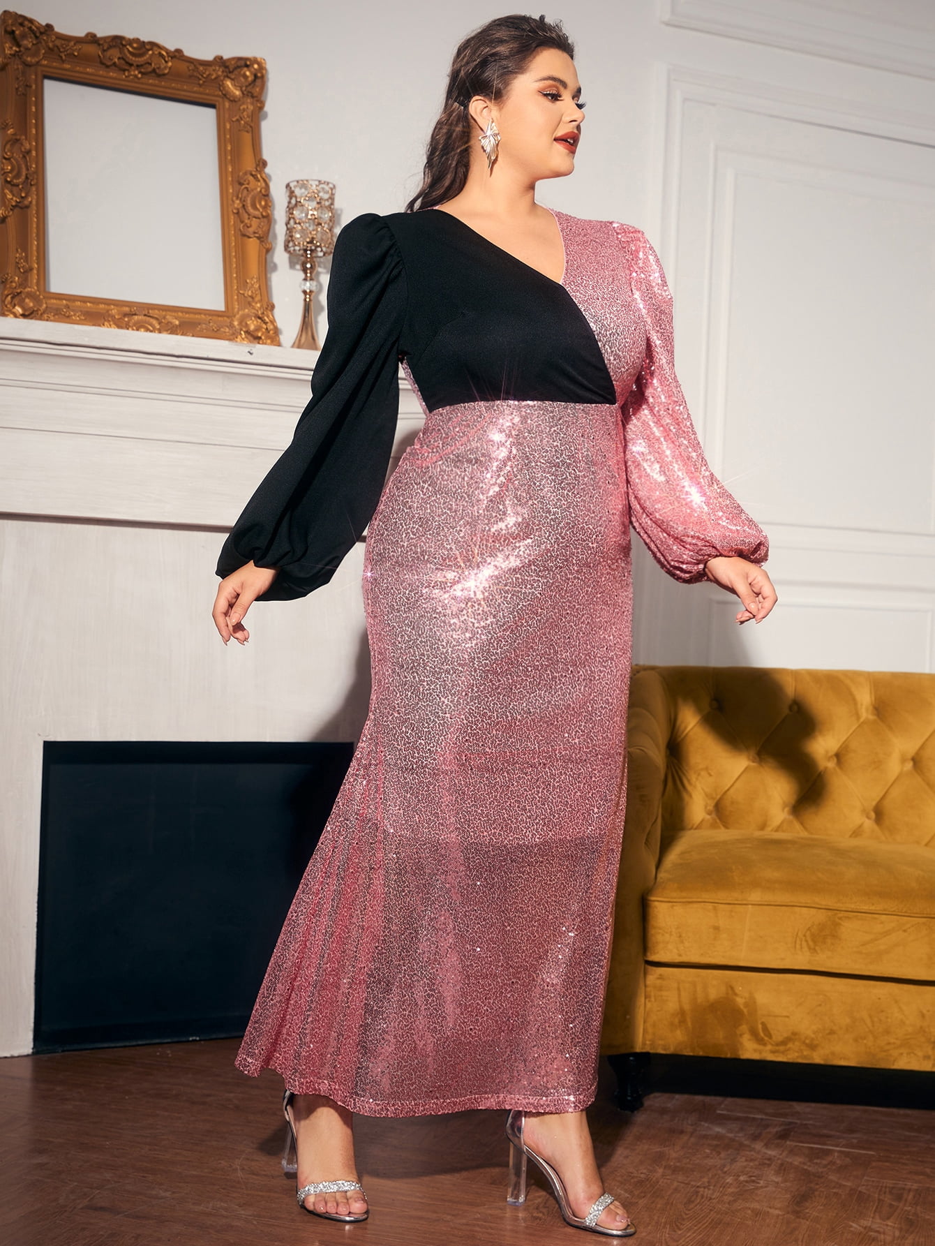Women's Lantern Sleeve Sweetheart Neck 