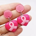 thumbnail image 4 of 2Pairs Cancer Awareness Earrings â Pink Ribbon Dangle Drop Earrings for Women, Lightweight Acrylic Support Jewelry, Survivor Gift for Christmas, Thanksgiving Holidays, 4 of 7