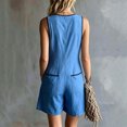 thumbnail image 5 of Women's Summer Casual Romper V Neck Sleeveless Short Jumpsuits Button Down Overalls with Pockets Lightweight Lounge Playwear Beach Vacation Essential, 5 of 6