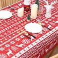 thumbnail image 6 of Christmas Tablecloth for Rectangle Table Xmas Tree Deer Patten Boho Table Cloth Waterproof Wrinkle Free Table Cover Holiday Decor Table Cloth for Party, 60 x 120 Inch, Red, 6 of 9