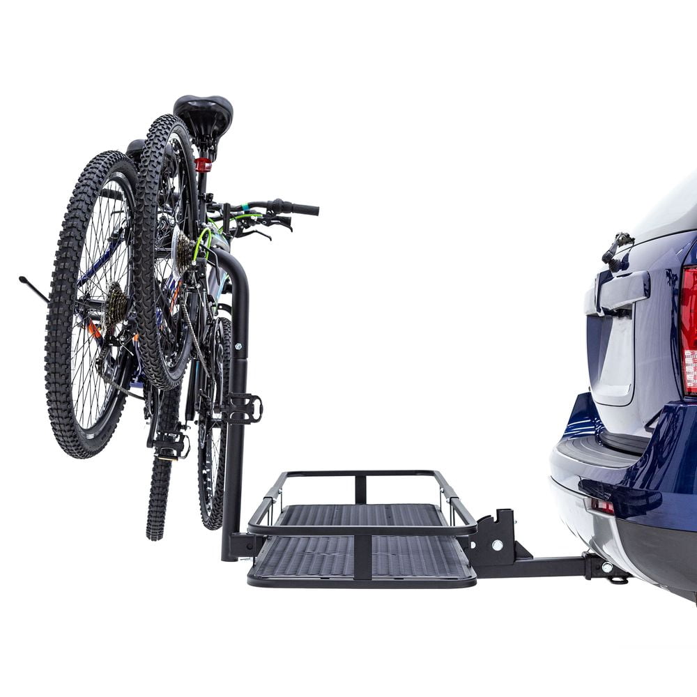Elevate Outdoor BCCB-1169-2 Steel Basket Cargo Carrier with Bike Rack, Fits 2 Bikes