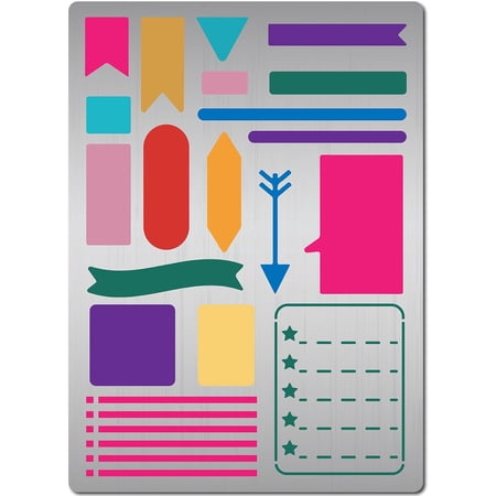 Metal Journal Stencil Planning Banners Lines Lists Habit Tracker Stainless Steel Journal Stencils Template for Diary Scrapbook DIY Crafts Pyrography Engraving Wood Burning DIY