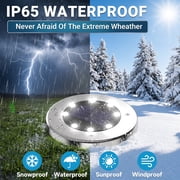 VOLIVO 12 pack Solar Ground Lights Outdoor,8 LED Disk Solar Lights for Lawn Patio Yard Garden Decor