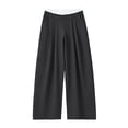 thumbnail image 3 of cocolona Womens Casual Patchwork Dress Pants Elastic Waist Straight Wide Leg Commute Yoga Pants with Pockets, 3 of 5