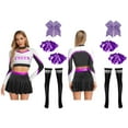 thumbnail image 6 of iiniim Womens Cheer Leader Costumes Set Schoolgirl Cheerleading Cosplay Halloween Party Uniform Purple XL, 6 of 7
