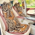 thumbnail image 3 of Car Waist Support Cushion Leopard Print Flower-Shaped Plush Car Seat Decoration, Breathable & Comfortable Plush Material For Vehicle Interior, Winter Warmth Protection, 3 of 5