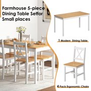 Soges 47 Dining Table Set for 4, 5-Piece Wood Kitchen Dining Table Set with 4 Chairs for Kitchen Dining Room Restaurant, Oak&White