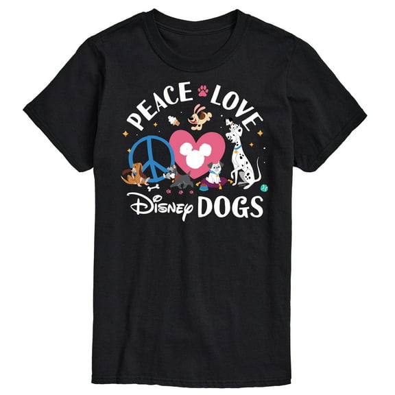 Disney Classics - Cats & Dogs - Peace Love Disney Dogs - Men's Short Sleeve Graphic T-Shirt