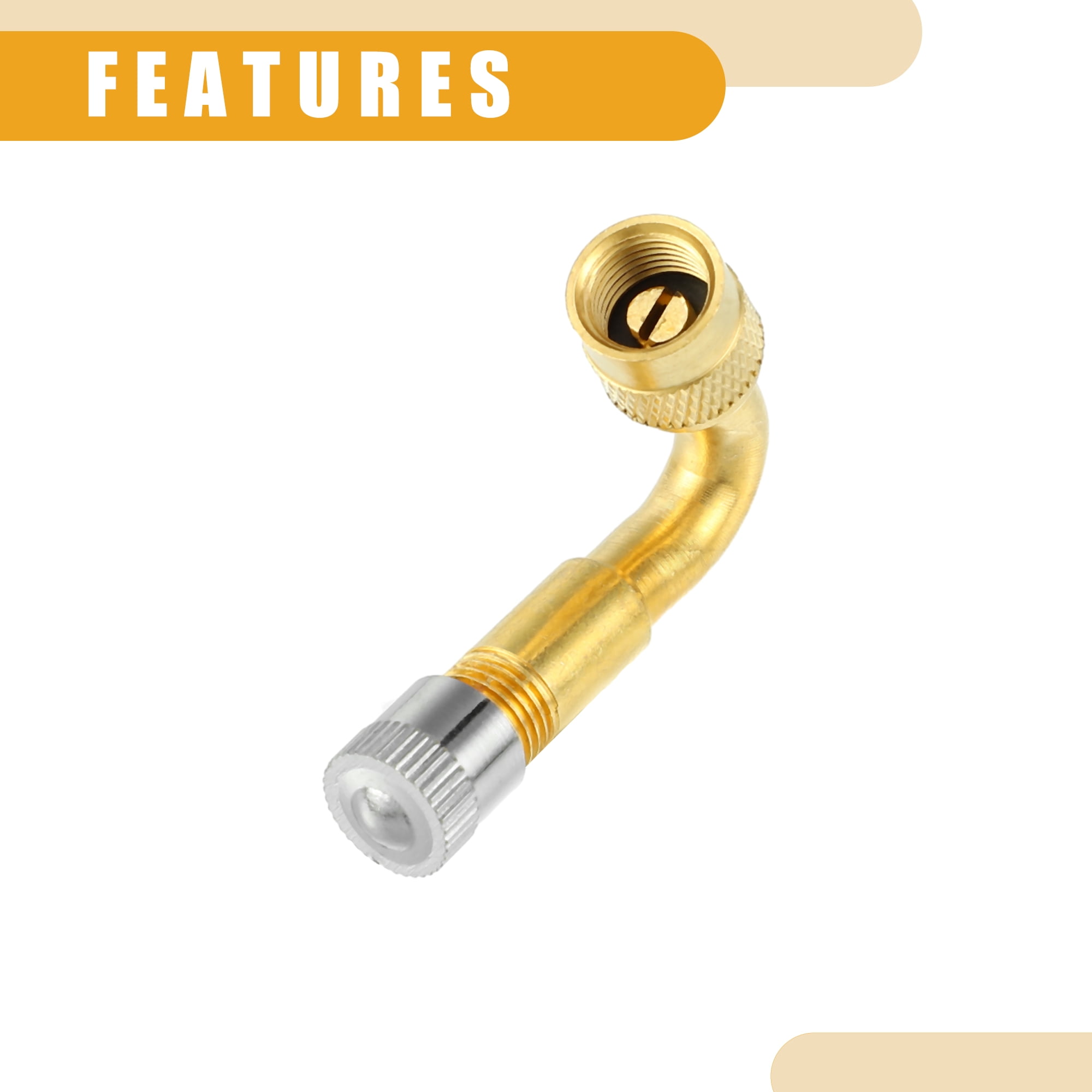 Unique Bargains 1 Set Universal Tire Valve Stem Extenders Extension Adapter - Copper Gold