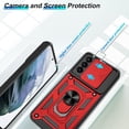 thumbnail image 2 of Samsung Galaxy S21 Case,Compatible with Samsung Galaxy S21 Case with HD Screen Protector with Slide Camera Cover, 360° Rotation Ring Kickstand [Military Grade] Case for Samsung S21,Red, 2 of 15