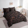 thumbnail image 2 of Castle Fairy Gothic Skull Full Size Bedding Sets 7 Pieces,Floral Damask Full Size Bed in a Bag,Black Taupe,Black Reversible, 2 of 7