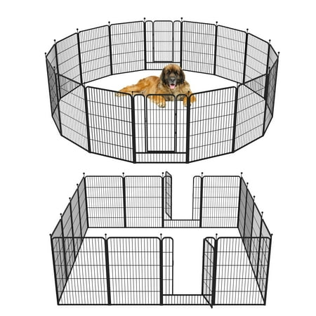 Condition photo showing New/Like New for barebones 16-panel dog playpen heavy duty portable pet fence with easy access door panel 40 high