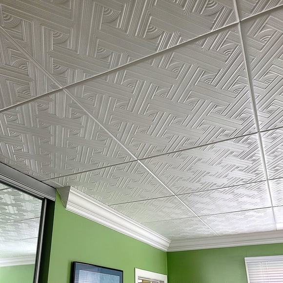 #RM64 Lot de 24 Carreaux de Plafond en Styromousse pour Couvrir le Plafond de Maïs Soufflé (Couvre 64,5 Pi2)
