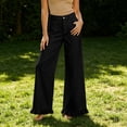 thumbnail image 2 of Women's High Waist Wide Leg Pants With Ruffle Hem Casual Loose Flared Trousers With Pockets, 2 of 6