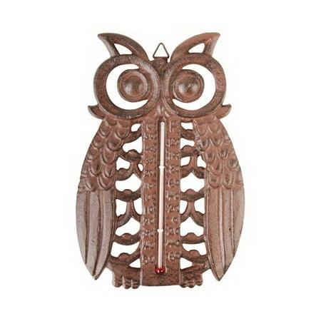 Best For Birds BFBTT185 Owl Thermometer Cast Iron Antique