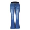 thumbnail image 5 of Byworldtasic Womens Jeans Women's Flare Bell Bottom Jeans High Waisted Wide Leg Jeans Stretchy Denim Pants Dark Blue, 5 of 6
