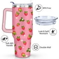 thumbnail image 3 of 40oz Cute Red Strawberry Stainless Steel Flip Straw Tumbler Spill Proof Travel Cup Double Wall Vacuum Insulated Coffee Mug with Top Handle, 3 of 6