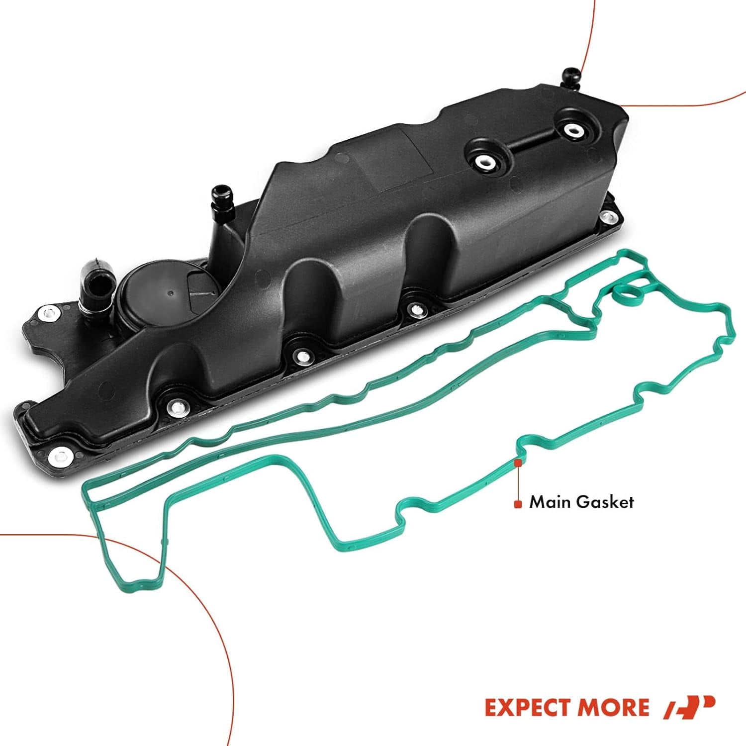 A-Premium Engine Valve Cover with Gasket Compatible with Volvo S60 2011-2016 V60 2015-2016 XC60 2010-2016 S80 2008-2015 XC70 2009-2015 L6 3.0L