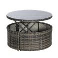 thumbnail image 5 of 5-Piece Outdoor Patio Round Daybed Furniture, Wicker Conversation Set with Retractable Canopy, Soft Cushions, and Storable Table for Leisure In Porch Backyard (Beige), 5 of 11