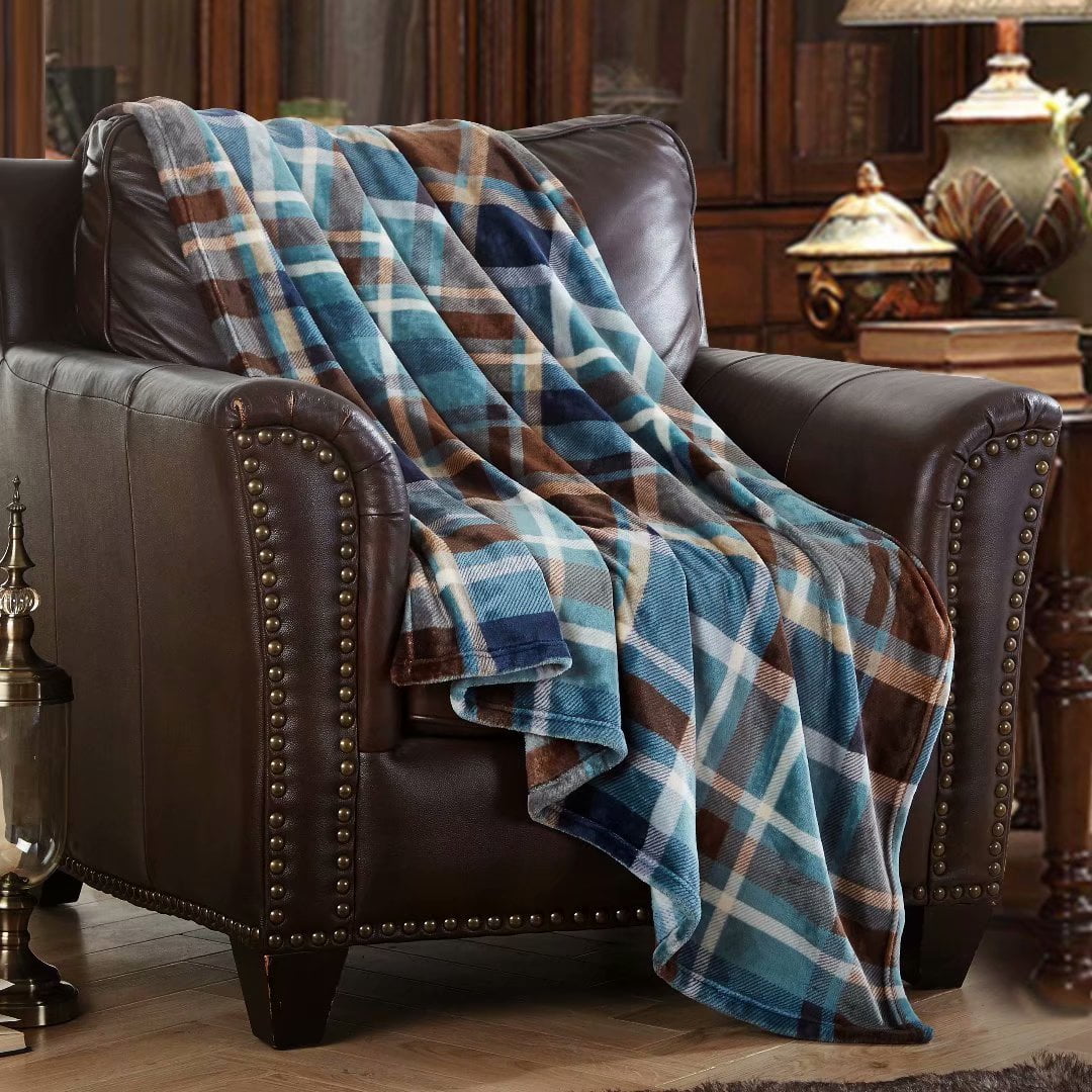 Merrylife Throw Blanket Decorative Home Couch Outdoor Travel Use Blue