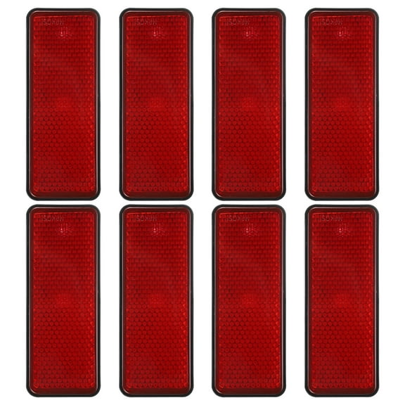 Rectangle Rear Reflectors, 8 Pcs Safety Reflective Warning Reflector Plastic Universal Motorcycle Reflector with M5 Screw Mount for Car Motorcycle Trailer Bike Bicycles Dirt, Red