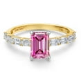 thumbnail image 3 of Gem Stone King 14K Two Tone Gold Pink Moissanite and Lab Grown Diamond Engagement Ring for Women | 1.72 Cttw | Octagon 7X5MM | Gemstone Birthstone | Size 6, 3 of 6