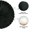 thumbnail image 2 of HIG Set of 2 Pumpkin Pleated Round Throw Pillows, Soft Velvet, Black, 14.5" Diameter, 2 of 7