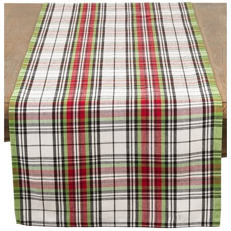 

Fennco Styles Glendora Collection Classic Plaid Design Cotton Table Runner (16 x72 Table Runner #1)