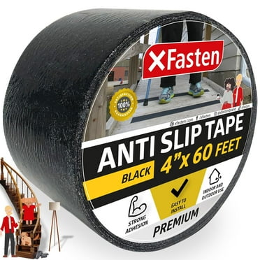 XFasten Anti-Slip Tape, Black, 4" x 60 Feet, Non-Slip Safety Tape