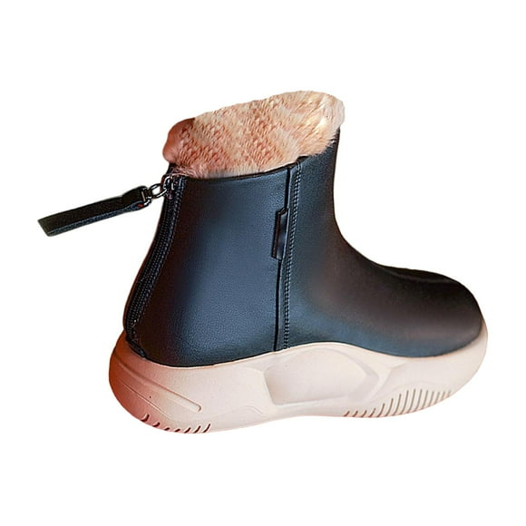 Botas de nieve de invierno para mujer, botas cortas antideslizantes de felpa suave, botines, zapatos de invierno con cremallera, botas de senderismo Negro Yinane botas de nieve