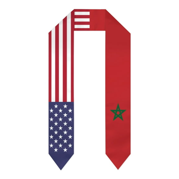 Morocco & USA United States Flag Shawl Sash Stole Graduation Shawls Wraps Scraf For International Study