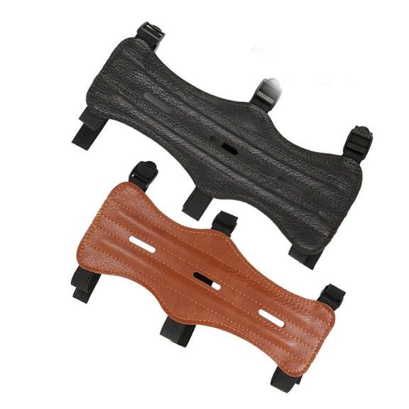 Worgeous Archery Arm Guard with Triple Adjustable Buckle Strap Made of PU Leather for Protection Brown Fits Most Arms