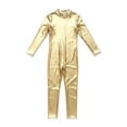 thumbnail image 2 of Ruyang Girls Shiny Metallic Body Jumpsuit Mock Neck Long Sleeve Zipper One Piece Bodysuit Kids Leather Jumpsuit Fall Halloween Clothes, 2 of 7