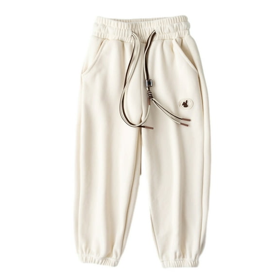 MeetoTime Unisex Toddler Jogger Pants Kids Cotton Elastic Waist Winter Fleece Drawstring Sweatpants Suitable For 2-12 Years