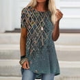 thumbnail image 1 of SMihono Hauts pour Femmes Été Chic Décontracté T-Shirts à Col Rond Amples Décontractés à Imprimé Blouse à Manches Courtes T-shirt Oversize pour Femmes 2023, 1 of 9