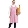 thumbnail image 1 of DELANTAL Delantales grandes de talla grande para mujer con bolsillos Algodón Lino Hornear Cocina Cocinar Rosa puro, 1 of 5