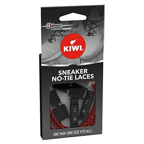 Kiwi Lacets de Chaussures Sans Cravate Rouge-Noir, une Paire, une Taille Convient à Tous