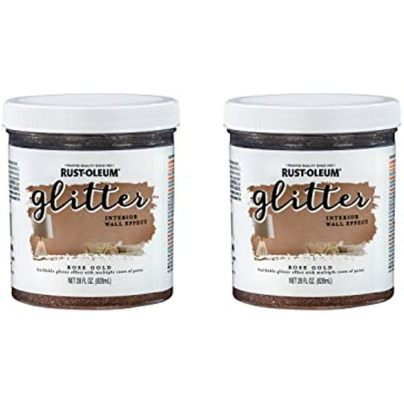 "Rust-Oleum 360221-2PK Glitter Interior Wall Paint, Quart (2 Pack), Rose Gold"