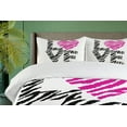 thumbnail image 4 of Ambesonne Love Duvet Cover Sets, Zebra Motifs of Lettering Art, 2-King, White Hot Pink and Black, 4 of 7