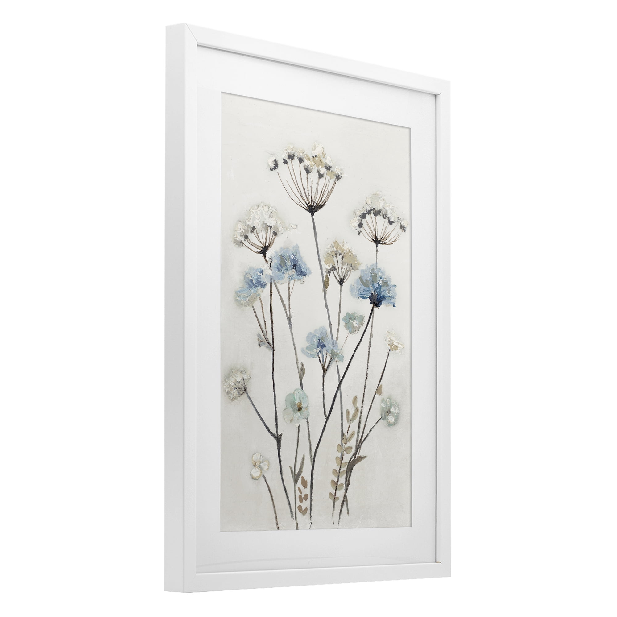 Stupell Industries Soft Jardin Azul White Framed Print Under Glass, design by Patricia Pinto