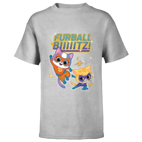 Disney Junior SuperKitties Sparks and Buddy Furball Blitz! - Short Sleeve T-Shirt for Kids - Customized-Athletic Heather