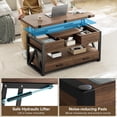 thumbnail image 5 of Hanyu 40" Lift Top Coffee Table,4 in 1 Multi-Function Lift Coffee Tables with Storage Drawers and Hidden Compartmen,Farmhouse Coffee Table with Lifting top for Living Room, Walnut, 5 of 16