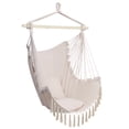 thumbnail image 2 of Tcbosik Hammock Chair with Pillow, Lightweight Hanging Rope Swing Chair with Tassel for Indoor and Outdoor, 198lbs Capacity, Easy to Assemble, Beige, 2 of 8
