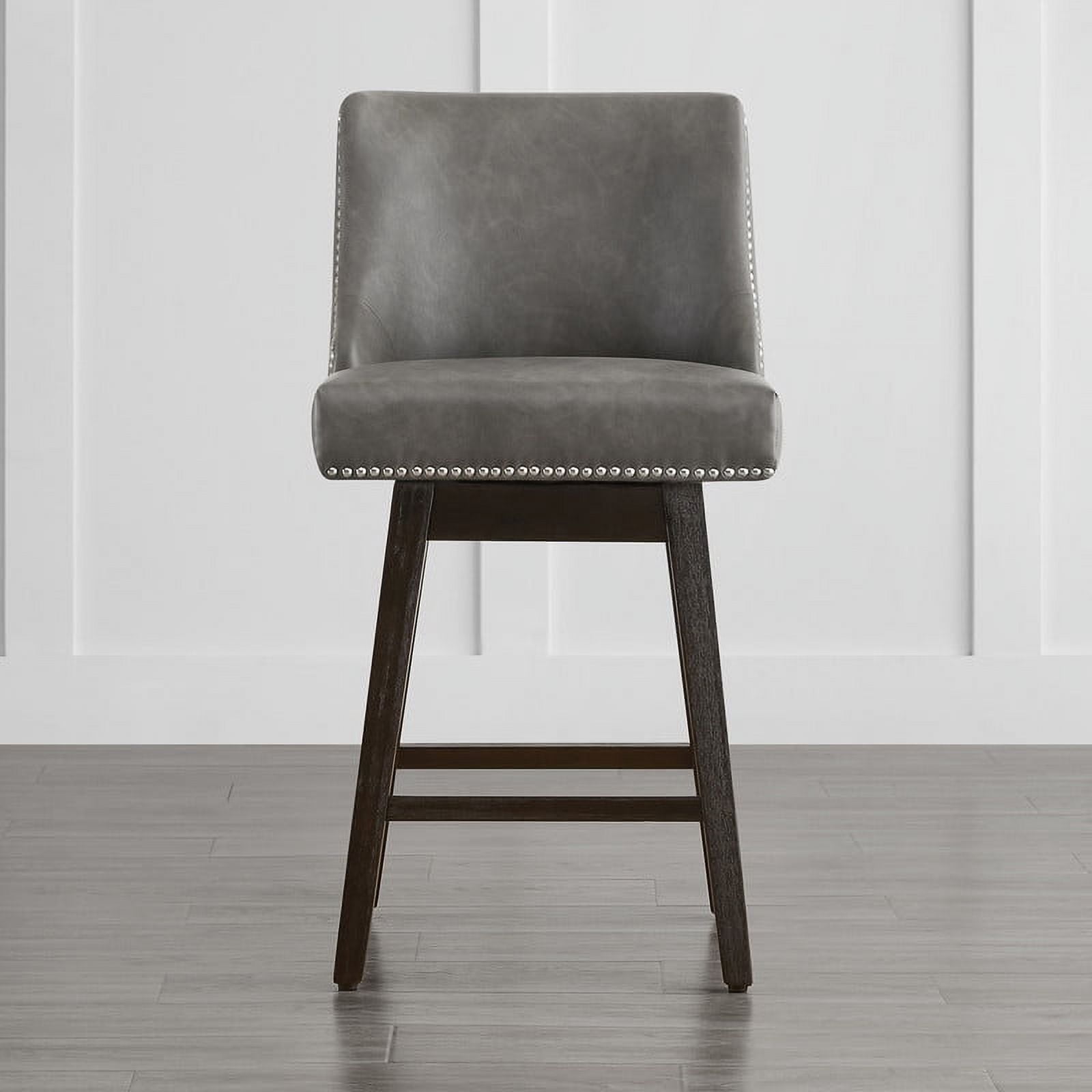 CHITA 26 inch Swivel Upholstered Counter Height Bar Stools with Full Back Set of 3,Faux Leather in Slate
