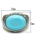 thumbnail image 2 of High polished (no plating) Stainless Steel Ring with Synthetic Synthetic Glass in Sea Blue for Women Sea Blue Stone Color Style TK525 Size 7, 2 of 4
